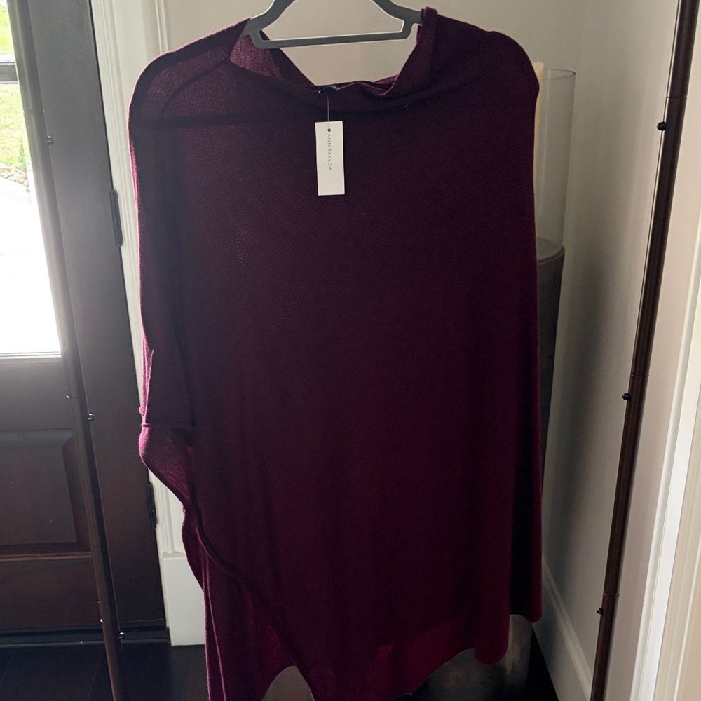 Ann Taylor Burgundy Poncho